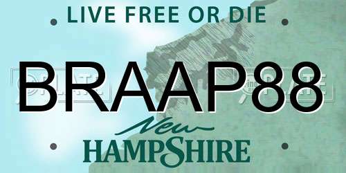 BRAAP88 New Hampshire License Plate
