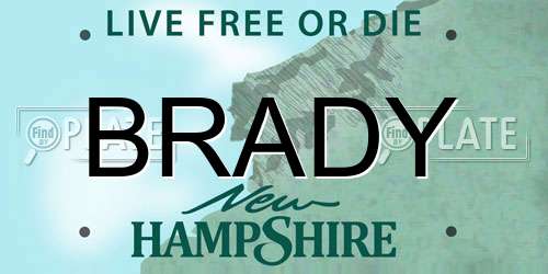 BRADY New Hampshire License Plate