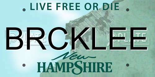 BRCKLEE New Hampshire License Plate