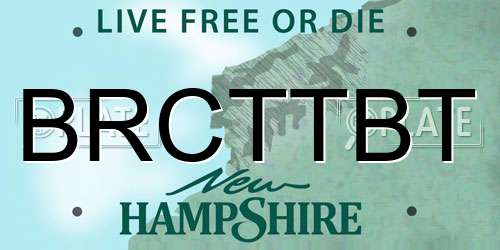 BRCTTBT New Hampshire License Plate