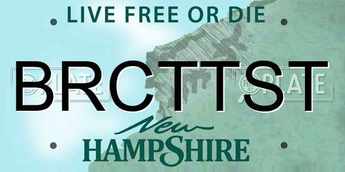 BRCTTST New Hampshire License Plate