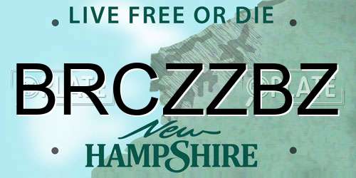 BRCZZBZ New Hampshire License Plate