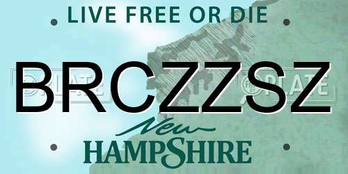 BRCZZSZ New Hampshire License Plate