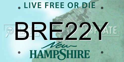 BRE22Y New Hampshire License Plate