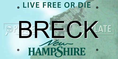 BRECK New Hampshire License Plate