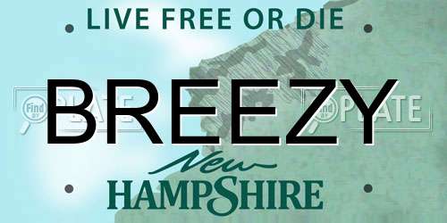 BREEZY New Hampshire License Plate