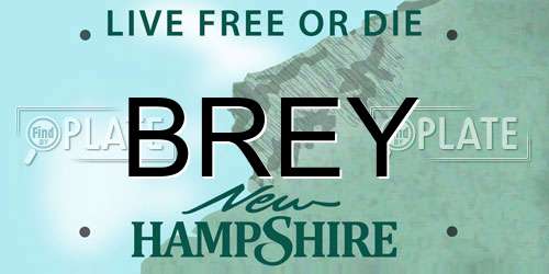 BREY New Hampshire License Plate