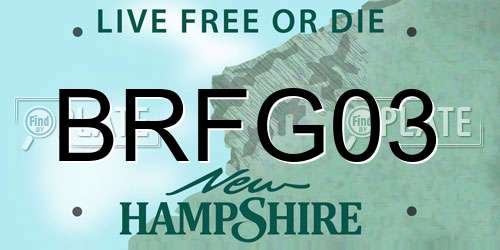 BRFG03 New Hampshire License Plate