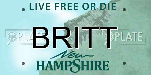 BRITT New Hampshire License Plate