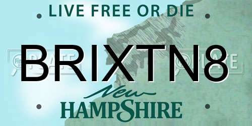 BRIXTN8 New Hampshire License Plate