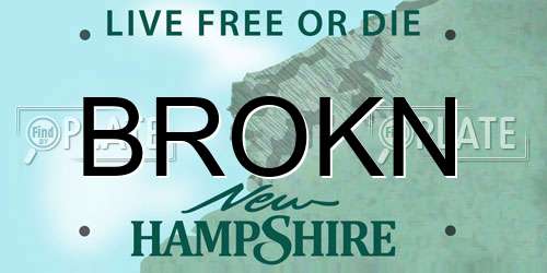 BROKN New Hampshire License Plate