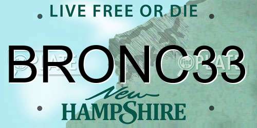 BRONC33 New Hampshire License Plate