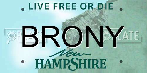 BRONY New Hampshire License Plate