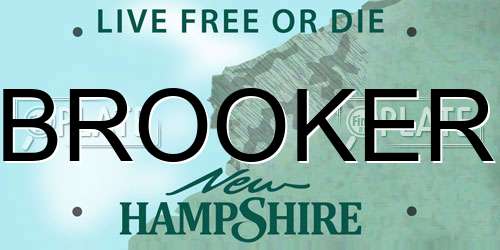 BROOKER New Hampshire License Plate