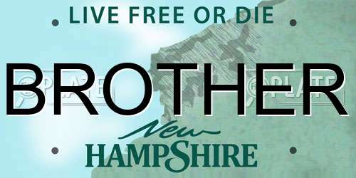 BROTHER New Hampshire License Plate