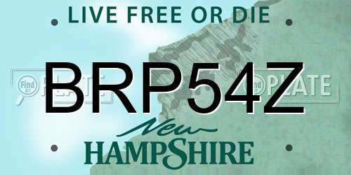 BRP54Z New Hampshire License Plate