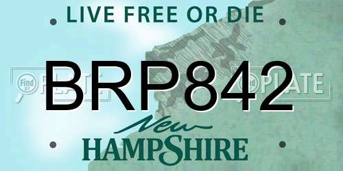 BRP842 New Hampshire License Plate
