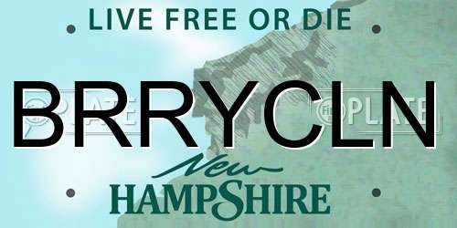 BRRYCLN New Hampshire License Plate
