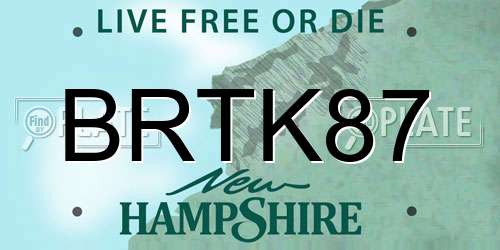 BRTK87 New Hampshire License Plate