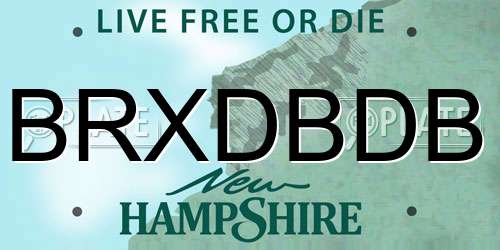BRXDBDB New Hampshire License Plate