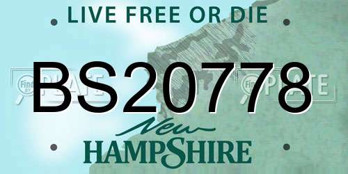BS20778 New Hampshire License Plate