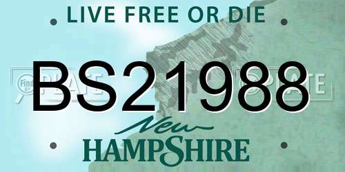 BS21988 New Hampshire License Plate