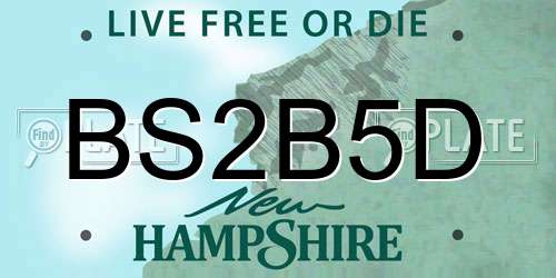 BS2B5D New Hampshire License Plate