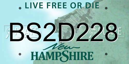 BS2D228 New Hampshire License Plate