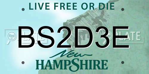 BS2D3E New Hampshire License Plate
