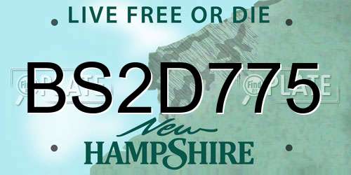BS2D775 New Hampshire License Plate