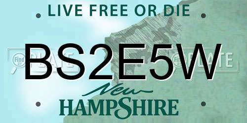 BS2E5W New Hampshire License Plate