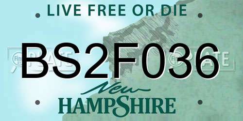 BS2F036 New Hampshire License Plate