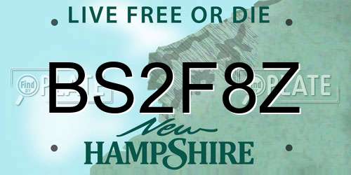 BS2F8Z New Hampshire License Plate