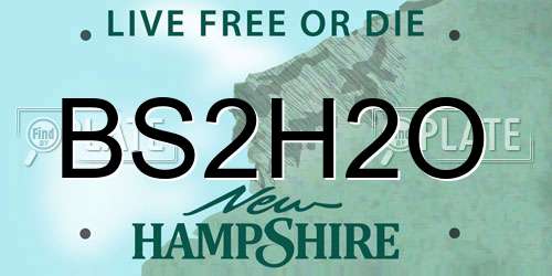 BS2H2O New Hampshire License Plate