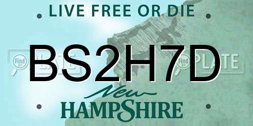 BS2H7D New Hampshire License Plate