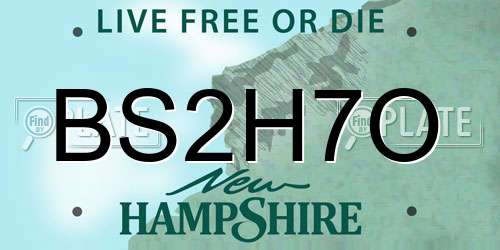 BS2H7O New Hampshire License Plate