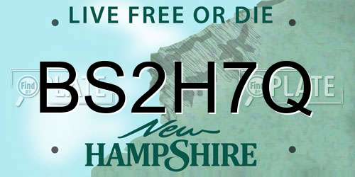 BS2H7Q New Hampshire License Plate