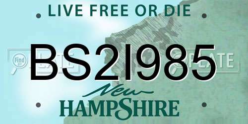 BS2I985 New Hampshire License Plate