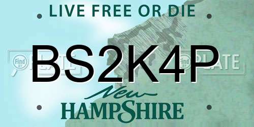 BS2K4P New Hampshire License Plate