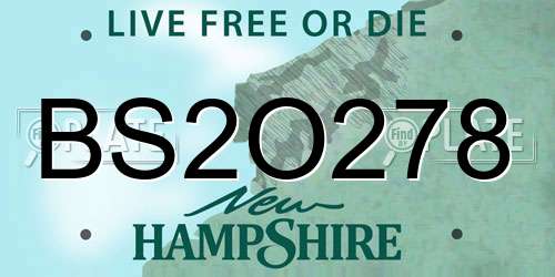 BS2O278 New Hampshire License Plate