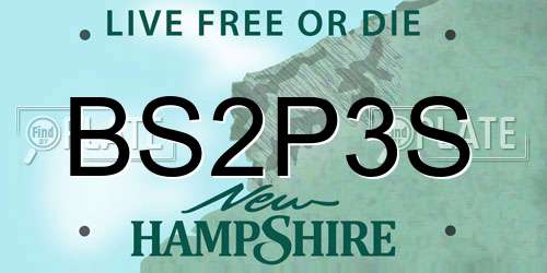 BS2P3S New Hampshire License Plate