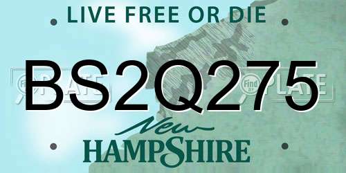 BS2Q275 New Hampshire License Plate