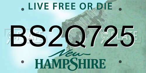BS2Q725 New Hampshire License Plate