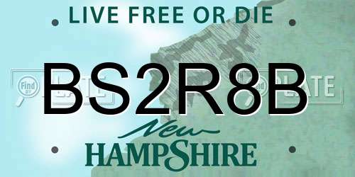BS2R8B New Hampshire License Plate