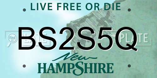 BS2S5Q New Hampshire License Plate