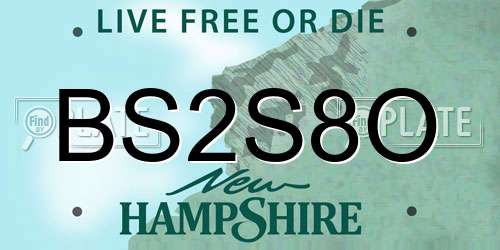 BS2S8O New Hampshire License Plate