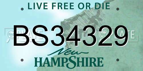 BS34329 New Hampshire License Plate