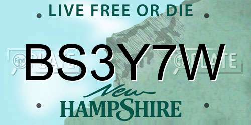 BS3Y7W New Hampshire License Plate