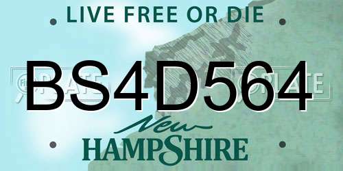 BS4D564 New Hampshire License Plate