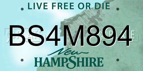 BS4M894 New Hampshire License Plate